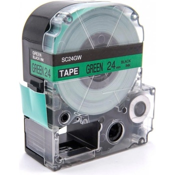 Compatible Epson LK-SC24GW, 24mm x 9m, черен печат / зелен фон, съвместима лента (LKSC24GW)