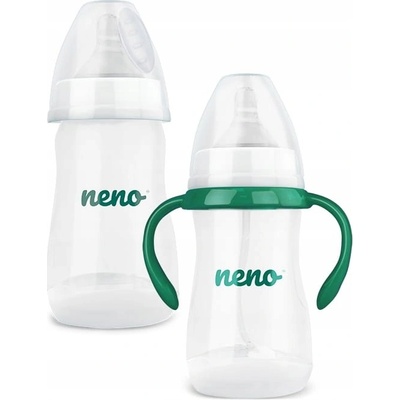 Neno Bottle antikoliková lahvička s úchyty bílá/zelená 240 ml