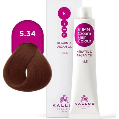 Kallos KJMN s keratinem a arganovým olejem 5.34 Light Golden CopperBrown Cream Hair Colour 1:1.5 100 ml
