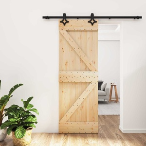 vidaXL Преплъзваща се врата Естествено и черно 70 x 210 cm (3445058)