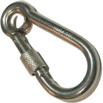Hasičská karabina s okem a pojistkou 8 × 80 mm, DIN 5299A, Nerez A4