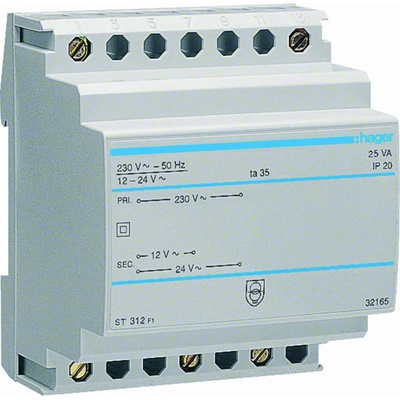 HAGER Trafo ST312 25VA 230/12/24V