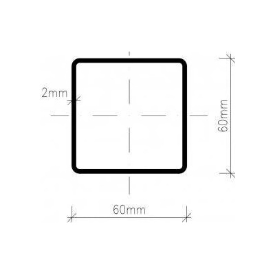Pozinkovaný jekl 60 x 60 x 2 mm - délka 2 m