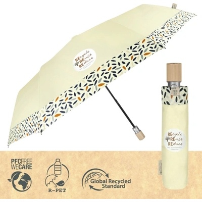 Дамски автоматичен чадър Perletti Green 19105, крем