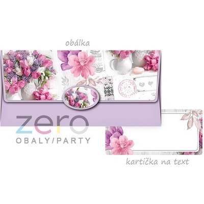 Obálka dárková na peníze - fialová s květinami