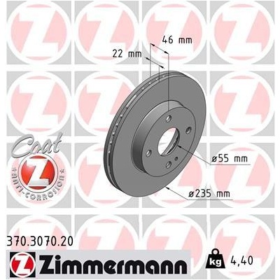 Brzdový kotúč ZIMMERMANN 370.3070.20