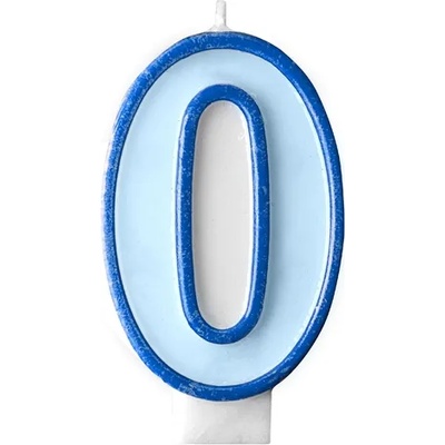 PartyDeco Свещ за рожден ден с число 0 (синя)