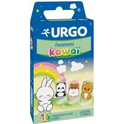 URGO Náplasti KAWAII vodeodolné detské náplasti, 2 veľkosti, 4 motívy, 16 ks