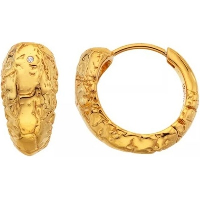 Hot Diamonds Nadčasové pozlátené náušnice s diamantmi Golden Edit Muse DE849