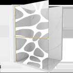 Mexen Kioto+ L статична преграда за душ с рафт Walk-in 90 x 200 см, бяла вълна, злато мат - 800-090-123-55-97 (800-090-123-55-97)