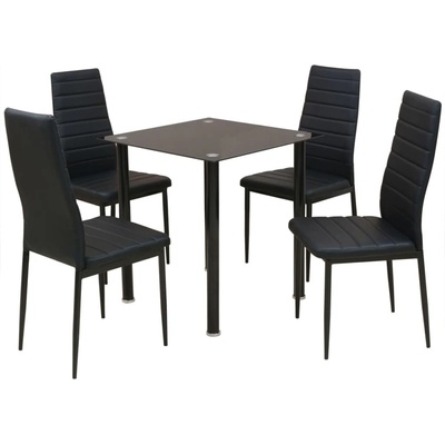 vidaXL Трапезен комплект, 5 части, маса и 4 стола, черен (242933)