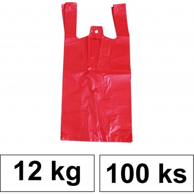 HDPE Mikrotenové tašky v bloku 12 kg 100 ks červené