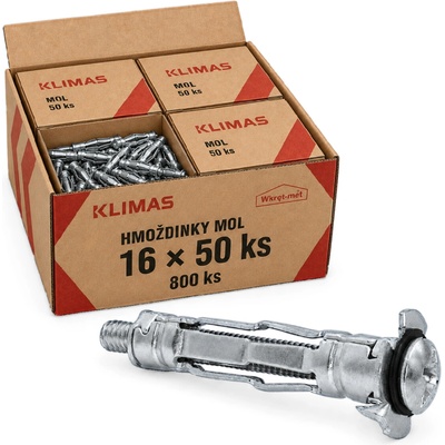 Klimas Wkret-Met 6x58mm - 1 Kartón (16x50 ks) - Hmoždinka rozperná oceľová do sadrokartónu "MOLLY", MOL