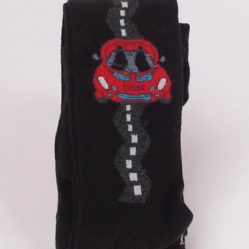 Image 1 of Детски чорапогащник в черен цвят с червена кола