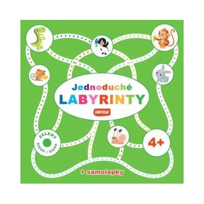 Jednoduché labyrinty zelený sešit zošit + samolepka