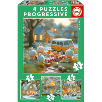 Educa - Puzzle 4v1 Progressive Puzzles Bunny City - 1 - 39 piese