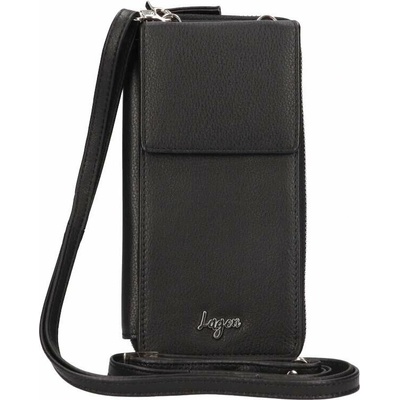 Lagen Dámská kožená crossbody kabelka/peněženka černé Lagen Dámská kožená crossbody kabelka/peněženka
