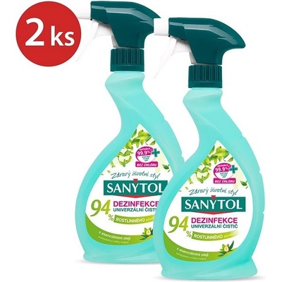 Sanytol Sprej dezinfekce 94% rostlinného původu 2 x 500 ml