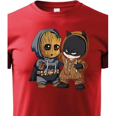 Dětské tričko Batman a Groot Červená Canvas Dětské tričko Bezvatriko.cz 1