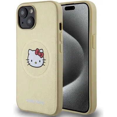 Hello Kitty Кейс Hello Kitty Leather Kitty Head MagSafe за iPhone 14, златист (3666339189020)