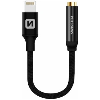 SWISSTEN Audio adaptér Textile Lightning/jack (samice) 0,15 m, černý 73501211