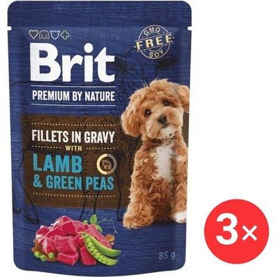 Brit Premium by Nature Dog Fillets in Gravy with Lamb & Green Peas 3 x 85 g