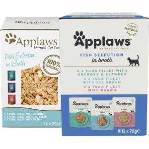 Applaws Fish Selection Multipack in Broth - Натурална селекция от рибни паучове за котки 12 x 70гр