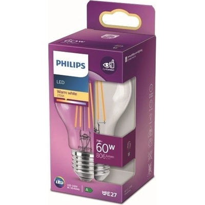 Philips 8718699777579 LED žiarovka 1x7W E27 806lm 2700K teplá biela, číra, Eyecomfort