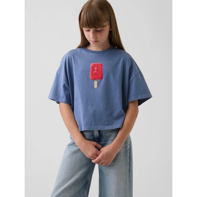 GAP detské oversize tričko s logom modrá