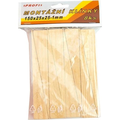 Klínky montážní DEK 150×25×1–25 mm 8 ks