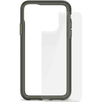 Artwizz Bumper + Second Back - силиконов (TPU) бъмпер и стъклено защитно покритие за гърба за iPhone 11 (черен-прозрачен)