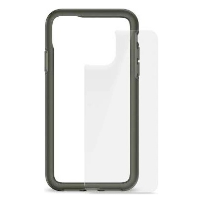 Artwizz Bumper + Second Back - силиконов (TPU) бъмпер и стъклено защитно покритие за гърба за iPhone 11 (черен-прозрачен)