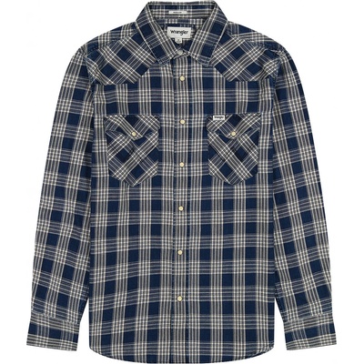Wrangler orangepoint košile Western shirt dark wash indigo