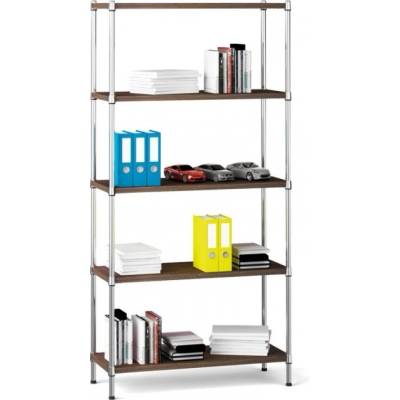 B2Bpartner Chromovaný regál s laminovanými policemi, 1800x900x450 mm