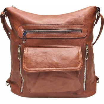 Praktický středně hnědý kabelko-batoh 2v1 s kapsami Bellis