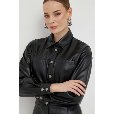 GUESS Риза Guess дамска в черно със свободна кройка с класическа яка (W3YH57.WF8Q0)