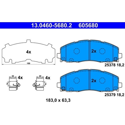 ATE Sada brzdových destiček, kotoučová brzda 13.0460-5680.2