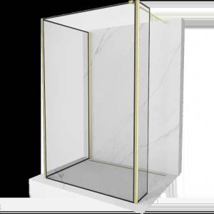 Mexen Kioto стена за душ Walk-in 110 x 100 x 30 см, черна рамка, златиста матова - 800-110-100-221-55-70-030 (800-110-100-221-55-70-030)