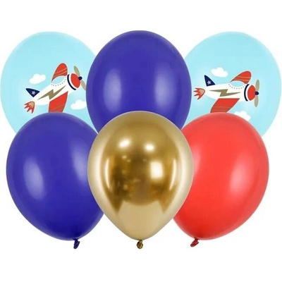 PartyDeco Balóny 30 cm, Lietadlo, pastelovo svetlomodré