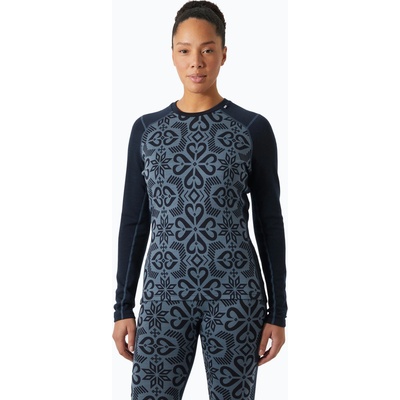 Helly Hansen Lifa Merino Midweight Graphic Crew navy nordic rose aop дамски термобельо с дълъг ръкав