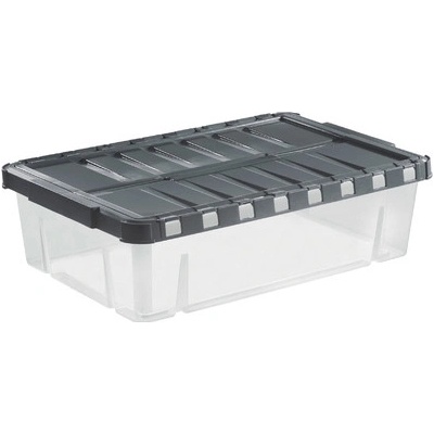 Tontarelli Úložný box s otevíracím víkem Linea Double 8034557AS1 28 l transparent sv.modrá