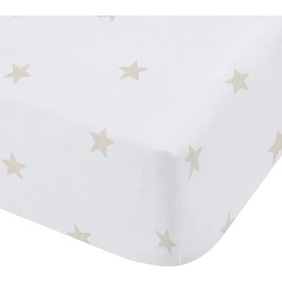 Bianca Бял-бежов еластичен памучен детски чаршаф за детско креватче 70x140 cm Mini Star & Stripes - Bianca (BD/60571/R/TFD/NT)