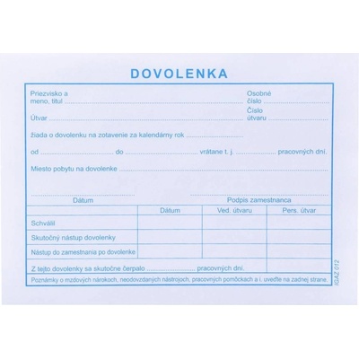 Igaz 012 Dovolenka BLOK A6 /100 list.