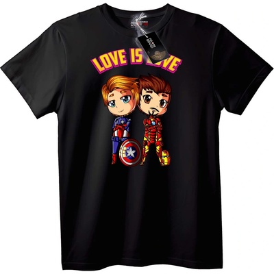 NOONEBRAND Тениска LOVE IS LOVE Chibi Avengers - S, Black