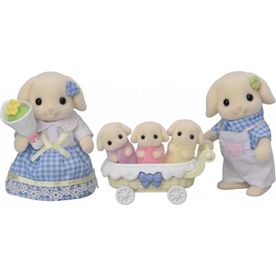Sylvanian family Rodina Flora králiky s trojčatami