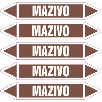 Grafiko | Mazivo - dle ČSN 13 0072 - Materiál Samolepící PVC folie, Rozměr aršík 5ks šipka 250x52mm