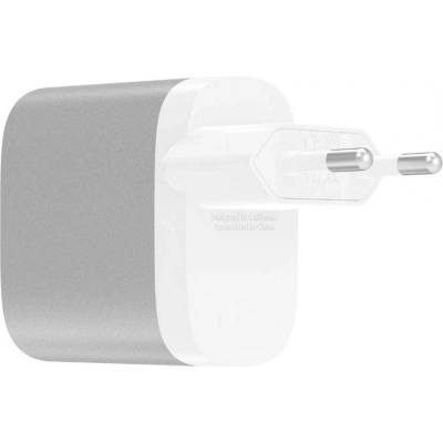 Belkin 27W + 12W USB-C/A Dual Home Charger - захранване с USB-C изход (15W) и 1 x USB-A (12W) изход (сребрист)