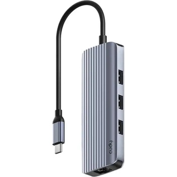 Cudy UH606 интерфейсен хъб USB 3.2 Gen 1 (3.1 Gen 1) Type-C 5000 Mbit/s Сив, Сребрист (UH606)