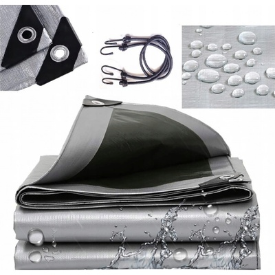 ShopJK KRYCÍ plachta STŘÍBRNO ČERNÁ 4X6 M 260G/M2