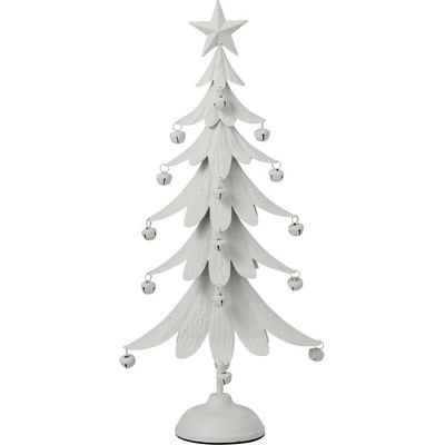 Bílý antik kovový stromek s rolničkami Christmas Tree L – 25*11*56 cm - J-Line by Jolipa